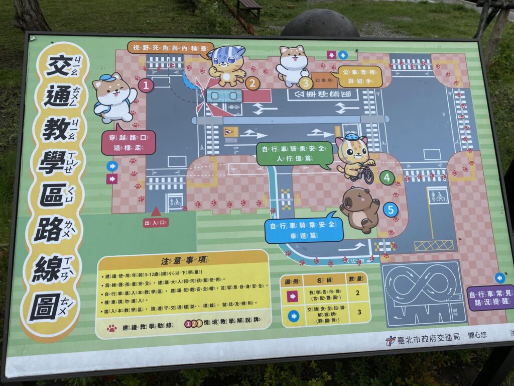 北投福星公園 交通教學區 標註注音的交通標誌 台北親子公園 推薦